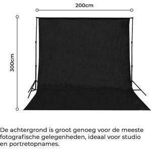 Blackscreen - 200x300 cm - Uittrekbaar - Chromakey Effect - Zwart