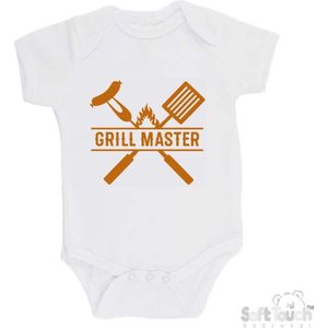 100% Katoenen Romper ""Grill Master"" Unisex Katoen Wit/tan Maat 56/62