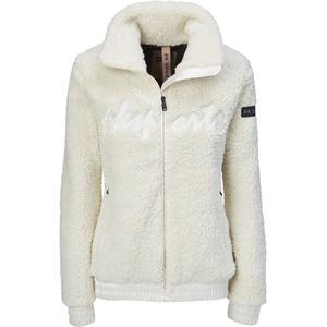 PK International - Teddy - Vest - Jas - Dames - Glitterstof - Ritszakken - Jersey voering - Roebel - Wit - 158