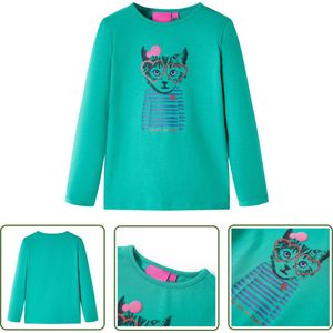 vidaXL Langmouwig Hemd - Kinderhemd - Kindershirt met lange mouwen 104 felgroen - Meisjeshemd - Jongenshemd - Groen Kinderkleding