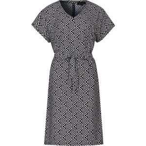 G-maxx Jurk van Travelstof met All Over Print Zwart/Beige