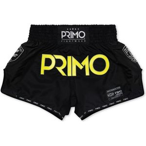 Primo Muay Thai Shorts - Free Flow Series - Metatec - Zwart/Neongeel M