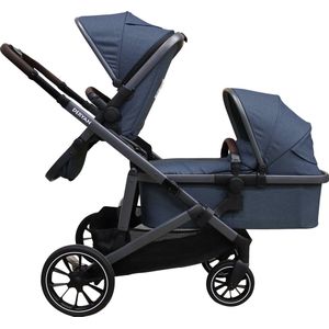 Deryan Evy V2 Kinderwagen 2in1 - Duo Kinderwagen - Uitbreidbaar inclusief reiswieg en zitje - Navy