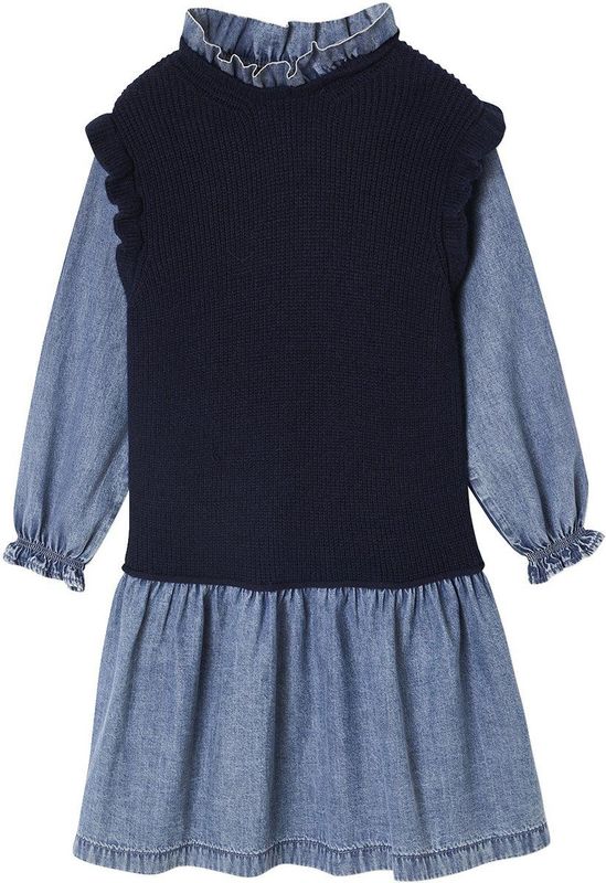2-in-1 jurk voor meisjes marineblauw