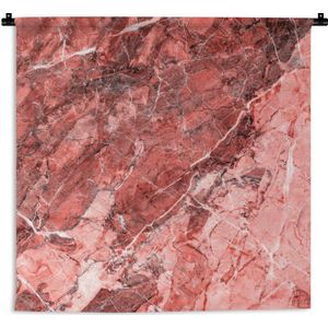 Wandkleed - Wanddoek - Steen - Rood - Roze - Graniet - 120x120 cm - Wandtapijt