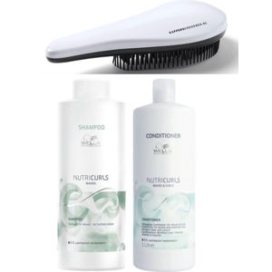 Wella Professionals - Nutri Curls Set - Lightweight For Waves - 1L - Shampoo + Conditioner + KG Ontwarborstel