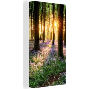 Canvas - Canvasdoek - Bos - Natuur - Bloemen - Zon - Woonkamer canvas - Decoratie - 20x40 cm