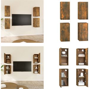 vidaXL Tv-meubelen 4 st 30-5x30x60 cm bewerkt hout gerookt eikenkleur - Tv-kast - Tv-kasten - Tv-meubel - Tv-meubel Met LED-verlichting