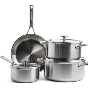 KitchenAid Multi-Ply kookpannen set - 4-delig - RVS - inductie - PFAS-vrij