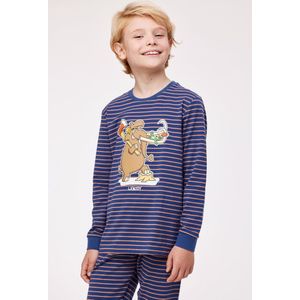 Woody pyjama jongens - mammoet - streep - 232-10-PZL-Z/915 - maat 152