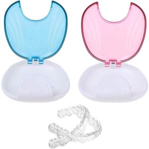 Allecto Premium - Tandheelkundige dozen voor prothesen opbergdoos (2 stuks) - Retetainer box - Mondverzorging - Roze & lichtblauw