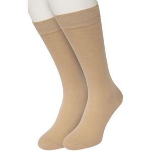 Bonnie Doon Basic Sokken Heren Beige Licht Bruin maat 47/52 - 2 paar - Basis Katoenen Sok - Gladde Naden - Brede Boord - Uitstekend Draagcomfort - Perfecte Pasvorm - 2-pack - Multipack - Effen - Zand - Lichtbruin - Sand - OL6324012.342