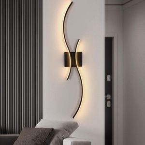 Moderne LED Wandleuchte 27 W Kreative Lange Linie Wandlampe Warmweiß 80 CM - Für Wohnzimmer, Schlafzimmer, Flur Schwarz