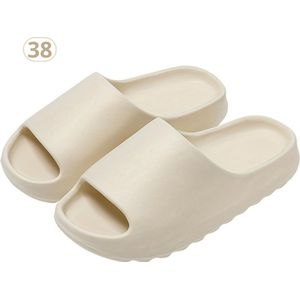 Nivard Comfortabele Slippers - Badslippers - Teenslippers - Anti-Slip Slides - Flip Flops - Stevig Voetbed - Beige - Maat 36.5