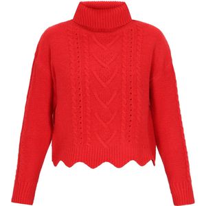 MYMO - Trui - Rood - Effen - Lange Mouw - Korte Pasvorm