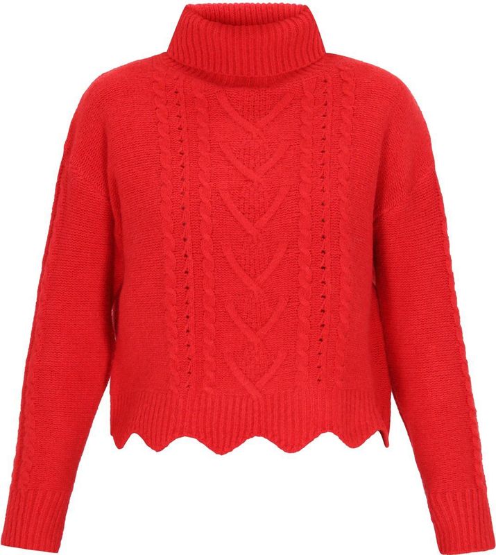 MYMO - Trui - Rood - Effen - Lange Mouw - Korte Pasvorm