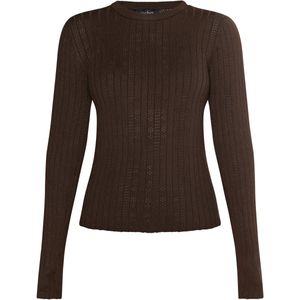 usha - BLACK LABEL - Trui - Donkerbruin - Slanke Pasvorm - Lange Mouw