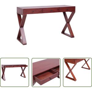 The Living Store Computerbureau 115x47x77 cm massief mahoniehout bruin - Computerbureau - Bureaus - Houten Bureau - Mahonie Bureau - Bruin Bureau