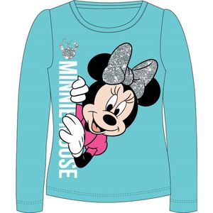 Minnie Mouse longsleeve shirt met glitterstrik licht blauw maat 110