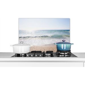 Spatscherm keuken 60x40 cm - Kookplaat achterwand Strand - Water - Turquoise - Muurbeschermer - Spatwand fornuis - Hoogwaardig aluminium