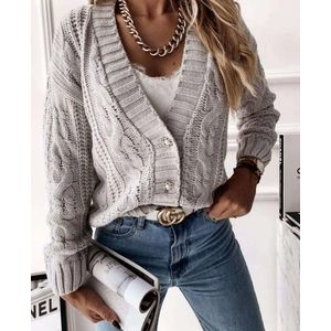 Estee Brown Torsadé – Dames Vest Winter 2026 – One Size – Kabelgebreid – 65% Acrylique, 35% Modal