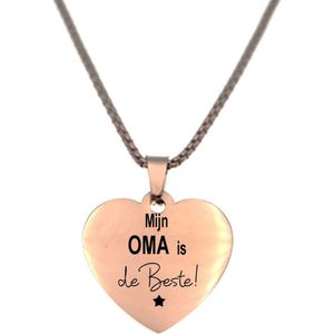 Ketting RVS - Hart - Rosegoud - Mijn Oma Is De Beste