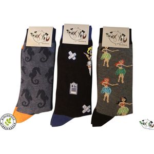 Sockyou box D09 - 3 paar vrolijke bamboe sokken - Maat 45-48