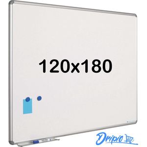 Whiteboard 120x180 cm - Emailstaal - Magnetisch - Magneetbord - Memobord - Planbord - Schoolbord - inclusief montageset