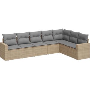 vidaXL Loungeset 7-delig - Poly Rattan - Beige Loungeset - Tuinset - Lounge Set - Buitendecoratie - Tuinmeubilair