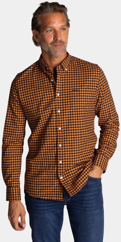 NZA - Oranje Geruite - Katoenen Overhemd