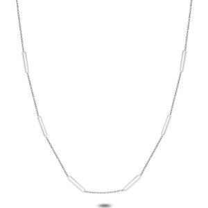 Twice As Nice Halsketting in edelstaal, zilverkleurig, 6 open rechthoeken, lengte verstelbaar. 40 cm+5 cm