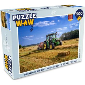 Puzzel Trekker - Boerderij - Hooi - Akker - Zon - Platteland - Legpuzzel - Puzzel 500 stukjes