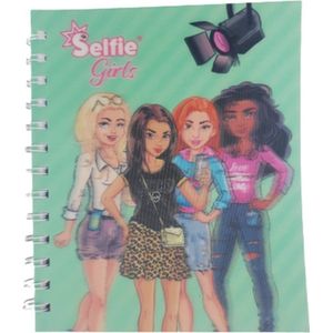 Selfie Girls Kleurboek met stickers - Groen / Multicolor - Papier / Kunststof - 15,5 x 18 cm - Kleurboek - Stickerboek - Boek - Boekje - Knutselen - Creatief