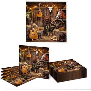 Allecto plus - 20 stuks Wild West party servetten voor western verjaardagdecoraties. Dik en absorberend papier. Geschikt als wegwerp papieren party servetten.