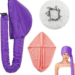 Equivera droogkap - Net Plopping Cap voor het drogen van krullend haar - Bonnet Haardroger Verstelbare Droogkap - Haarstomer met Toren en Douchemuts - Draagbare Zachte Stoomkap voor het Drogen en Stylen van Krullen - Past op Iedereen