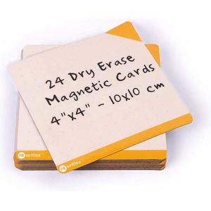 Rewrities Notes - 24 gele Dry Erase magneetkaarten 10 x 10 cm -met whiteboard marker & Rewipie - Herbruikbare notities voor whiteboard, taken, planning, projecten, organisatie