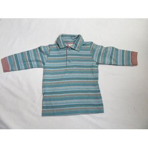 petit bateau , jongens , polo , gestreept, turquoise , 74 - 12 maand