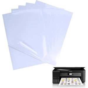 A4 transparante stickers - Bedrukbaar vinyl - 20 stuks - Compatibel met de meeste inkjetprintermodellen