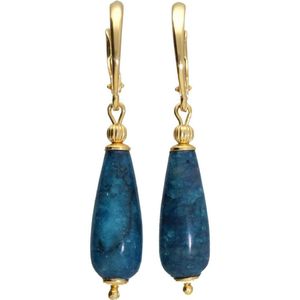 Bela Donaco Oorbellen Classic – blauw/cyaan Apatiet – 24K verguld Sterling Zilver