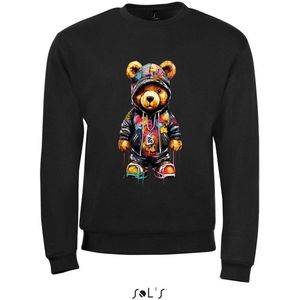 Sweatshirt 2-157 - Zwart - Beer met Verfspetters