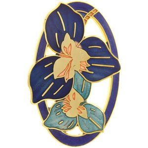 Behave® Broche bloemen lelies blauw - emaille sierspeld -  sjaalspeld