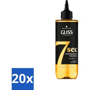 20 x Gliss-Kur - 7 Sec Express Repair Treatment - Oil Nutritive - Voedende Herstelbehandeling - 200 ml - Haargel - Haarmasker - Glanzend Haar