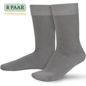 Hipperboo® 8 Paar Bamboe Sokken - Maat 35-38 - Grijs - Heren Sokken - Bamboe Kousen