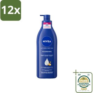 Nivea - Nourishing - Body Milk met Pomp - Voor Droge tot Zeer Droge Huid - 72 uur Hydratatie - 400 ml - Voordeelverpakking - 12 stuks - Droge huid - Zeer droge huid
