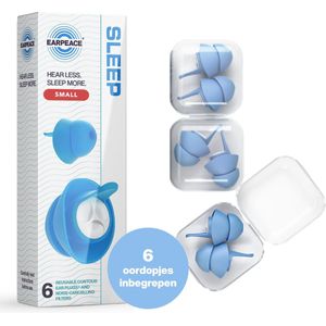 EarPeace Oordopjes Slapen Small - 3 Paar Oordoppen met Opbergcase - Anti-Snurk Slaapoordoppen - Geschikt voor Zijslapers - Herbruikbare Siliconen Ear Plugs - Tot 30dB Demping