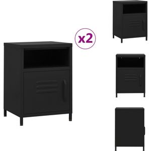 vidaXL Bedkastjes Zwart - 35 x 35 x 51 cm - Stalen materiaal - Kast