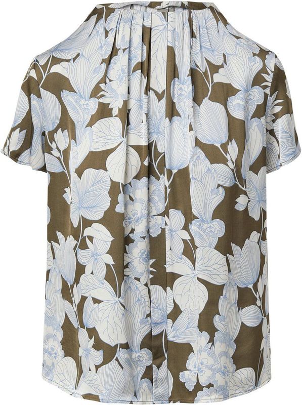 Blouse - Slim-fit - Satijnen Blouse - Korte Mouwen - Ronde Halslijn