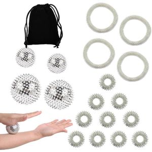 Jhubers Goods - Massagebal Set met Stelke Punten en Magnetische Bal voor Stressvermindering