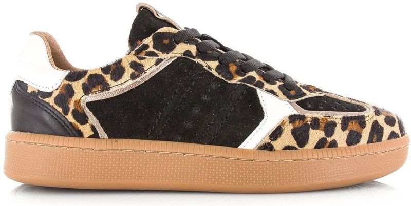 DWRS - Mirabel - Damessneakers - Beige - Panterprint - Suède