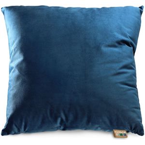 KADAX Sierkussen van velours, 46 x 46 cm, hoofdkussen met anti-allergische vulling, zachte kussenhoes met ritssluiting, bankkussens in 3 kleuren (marineblauw)